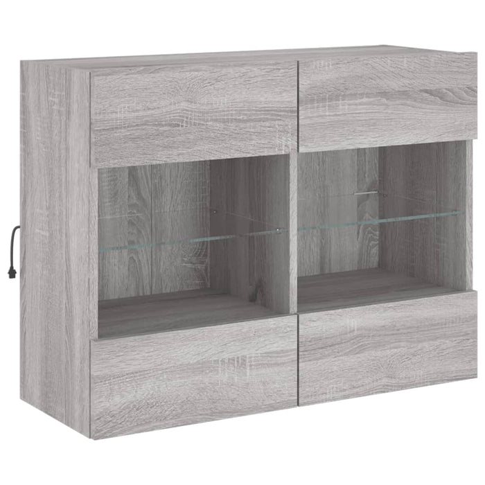 Comodă TV de perete cu lumini LED, gri sonoma, 78,5x30x60,5 cm - WALTI WALTI