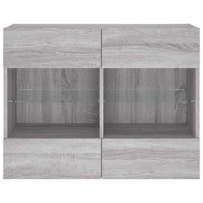 Comodă TV de perete cu lumini LED, gri sonoma, 78,5x30x60,5 cm - WALTI WALTI