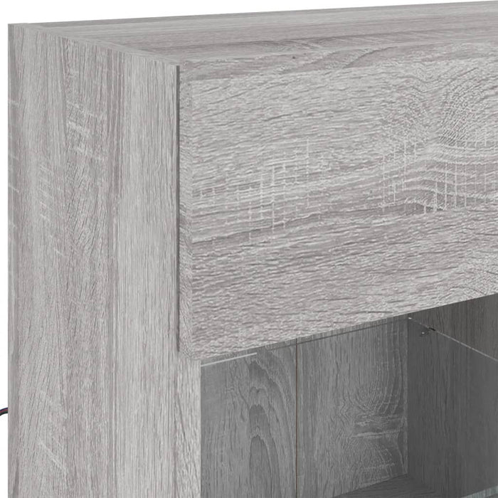 Comodă TV de perete cu lumini LED, gri sonoma, 78,5x30x60,5 cm - WALTI WALTI