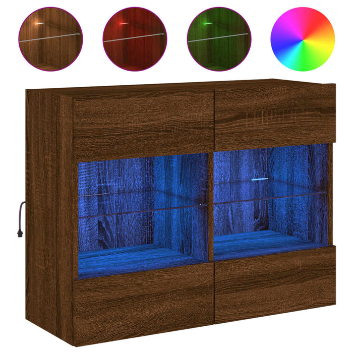 Comodă TV de perete cu lumini LED, stejar maro, 78,5x30x60,5 cm - WALTI WALTI