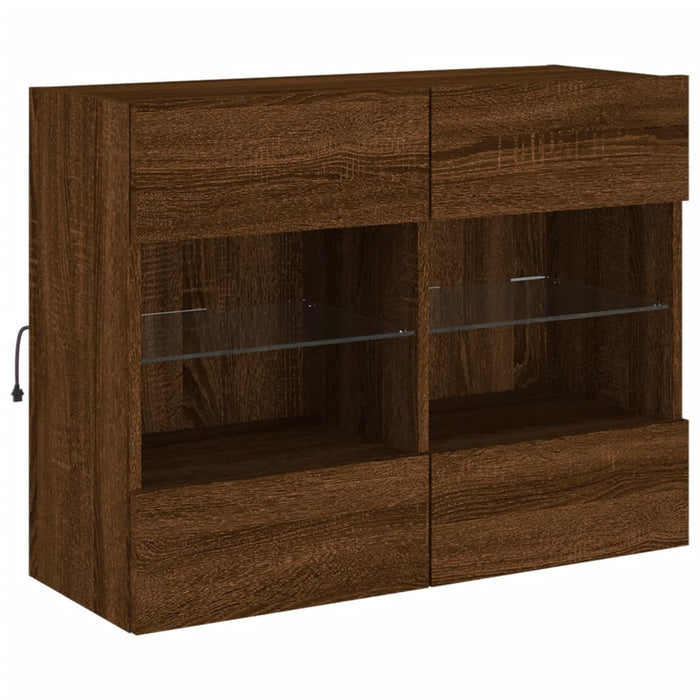 Comodă TV de perete cu lumini LED, stejar maro, 78,5x30x60,5 cm - WALTI WALTI