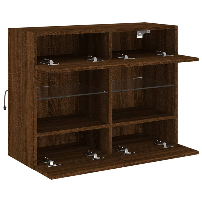 Comodă TV de perete cu lumini LED, stejar maro, 78,5x30x60,5 cm - WALTI WALTI