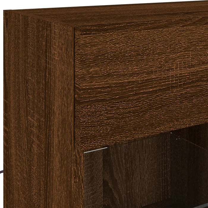 Comodă TV de perete cu lumini LED, stejar maro, 78,5x30x60,5 cm - WALTI WALTI