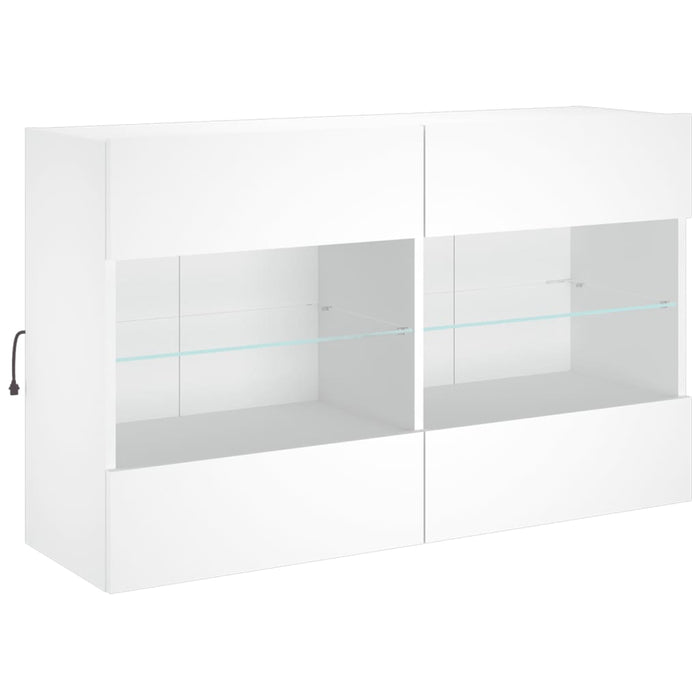 Comodă TV de perete cu lumini LED, alb, 98,5x30x60,5 cm - WALTI WALTI
