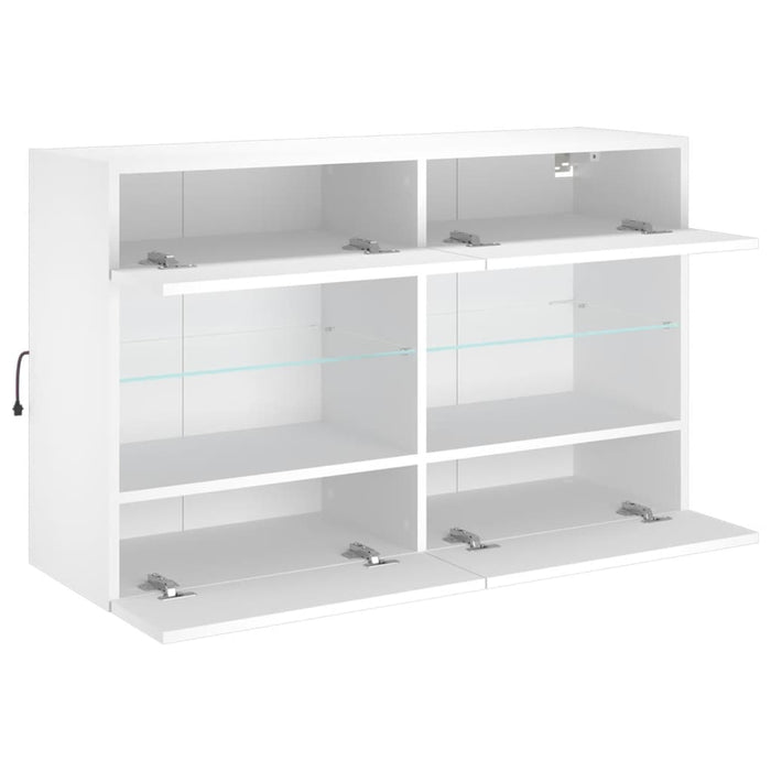 Comodă TV de perete cu lumini LED, alb, 98,5x30x60,5 cm - WALTI WALTI