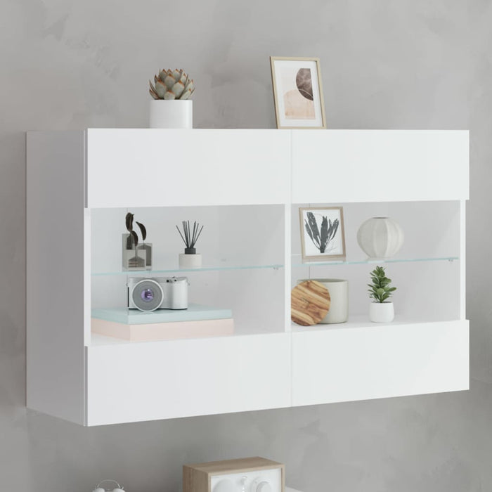 Comodă TV de perete cu lumini LED, alb, 98,5x30x60,5 cm - WALTI WALTI