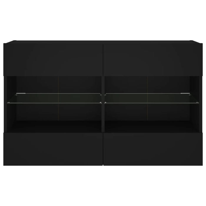 Comodă TV de perete cu lumini LED, negru, 98,5x30x60,5 cm WALTI
