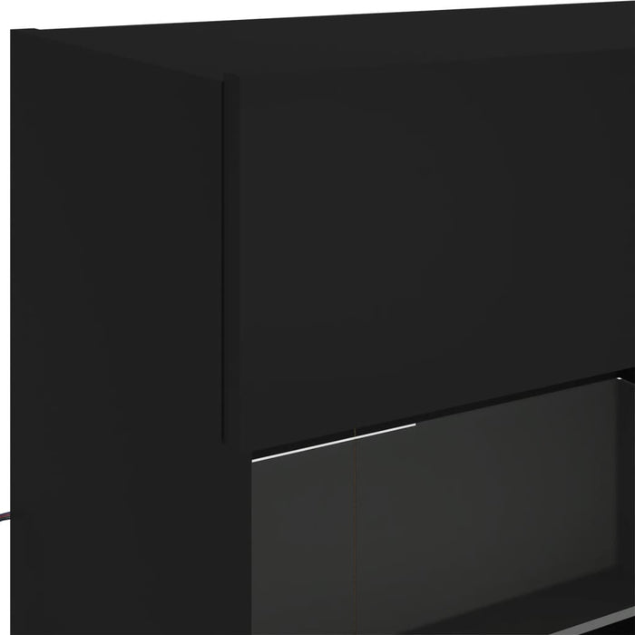 Comodă TV de perete cu lumini LED, negru, 98,5x30x60,5 cm WALTI