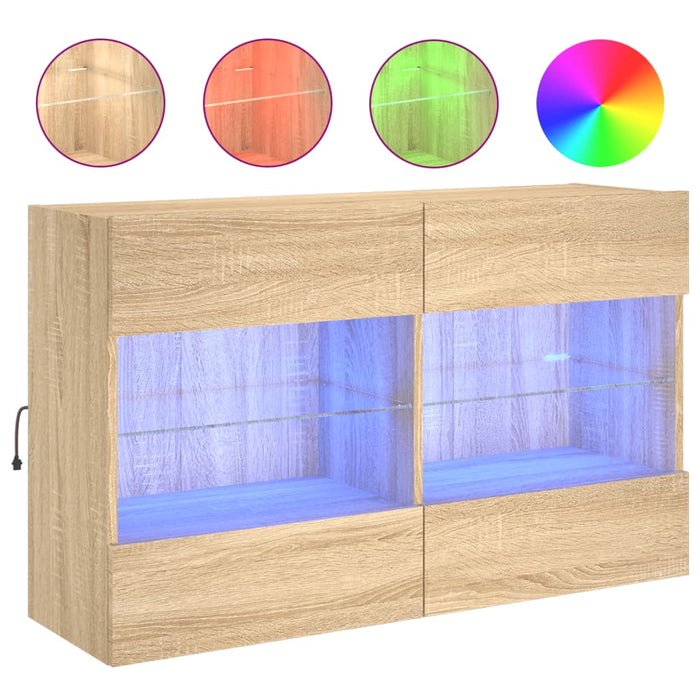 Comodă TV de perete cu LED, stejar sonoma, 98,5x30x60,5 cm - WALTI WALTI