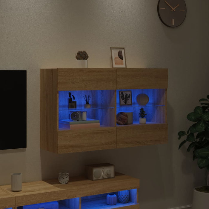 Comodă TV de perete cu LED, stejar sonoma, 98,5x30x60,5 cm - WALTI WALTI