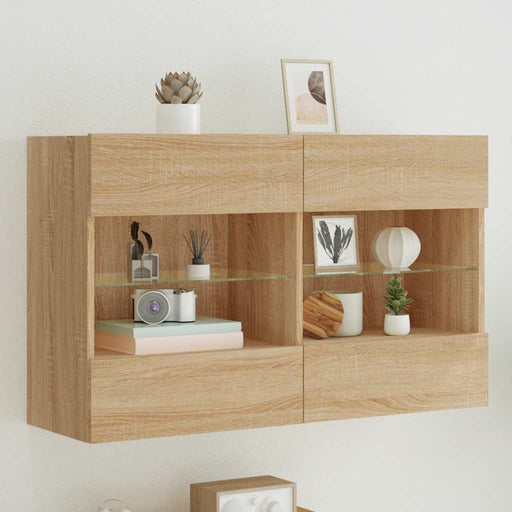 Comodă TV de perete cu LED, stejar sonoma, 98,5x30x60,5 cm - WALTI WALTI