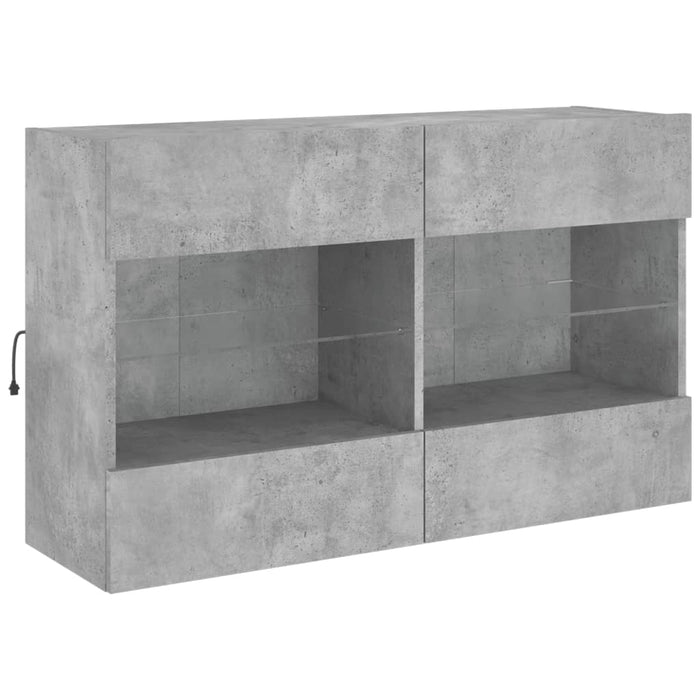 Comodă TV de perete cu lumini LED, gri beton, 98,5x30x60,5 cm - WALTI WALTI