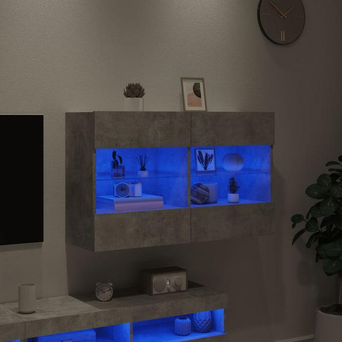Comodă TV de perete cu lumini LED, gri beton, 98,5x30x60,5 cm - WALTI WALTI