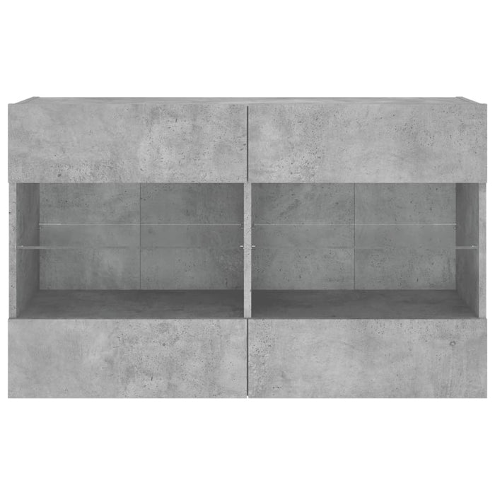 Comodă TV de perete cu lumini LED, gri beton, 98,5x30x60,5 cm - WALTI WALTI