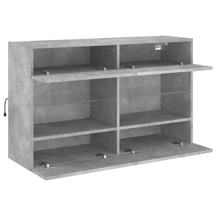 Comodă TV de perete cu lumini LED, gri beton, 98,5x30x60,5 cm - WALTI WALTI