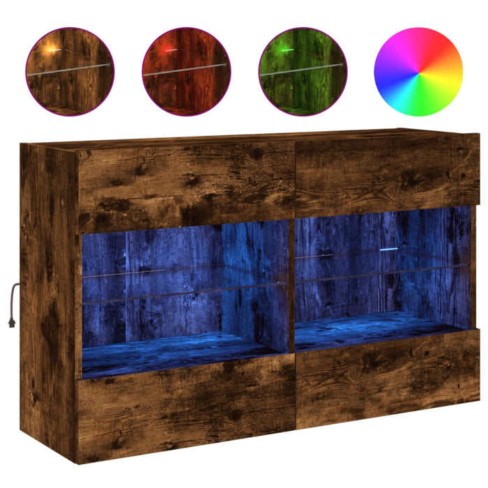 Comodă TV de perete cu LED, stejar fumuriu, 98,5x30x60,5 cm - WALTI WALTI