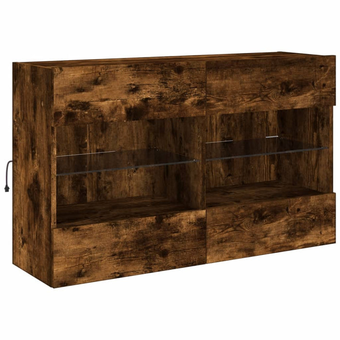 Comodă TV de perete cu LED, stejar fumuriu, 98,5x30x60,5 cm - WALTI WALTI