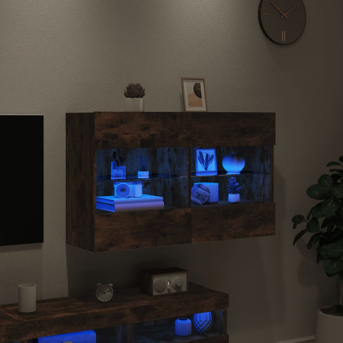 Comodă TV de perete cu LED, stejar fumuriu, 98,5x30x60,5 cm - WALTI WALTI
