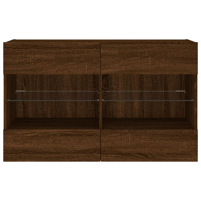 Comodă TV de perete cu lumini LED, stejar maro, 98,5x30x60,5 cm WALTI