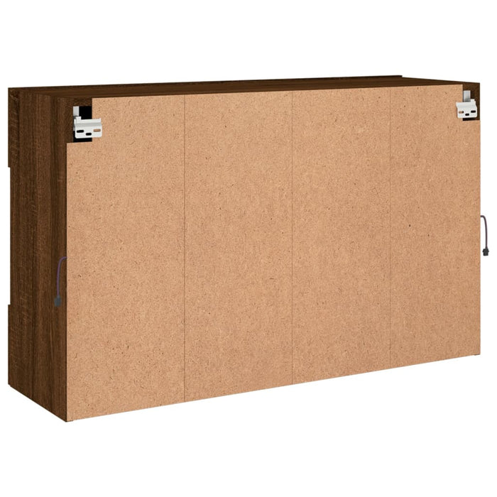 Comodă TV de perete cu lumini LED, stejar maro, 98,5x30x60,5 cm WALTI