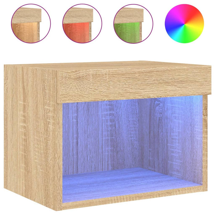Noptiere cu lumini LED montate pe perete, 2 buc., stejar sonoma - WALTI WALTI