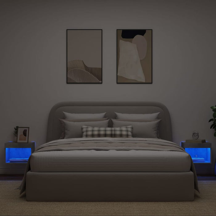 Noptiere cu lumini LED montate pe perete, 2 buc., gri beton - WALTI WALTI