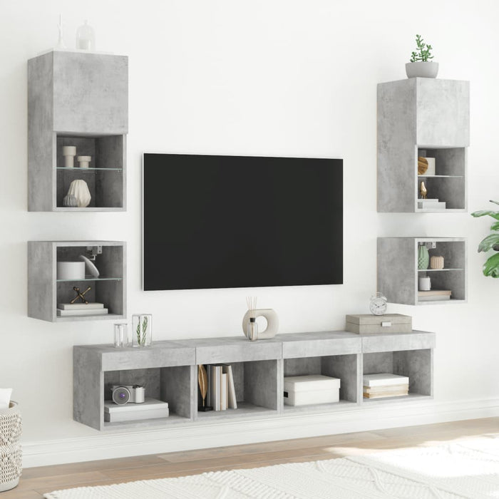 Noptiere cu lumini LED montate pe perete, 2 buc., gri beton - WALTI WALTI