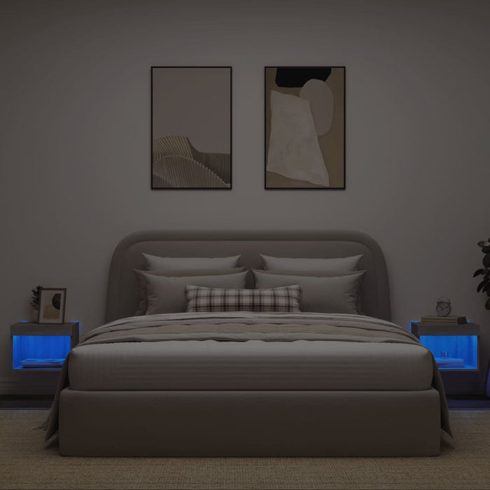 Noptiere cu lumini LED montate pe perete, 2 buc., gri sonoma - WALTI WALTI