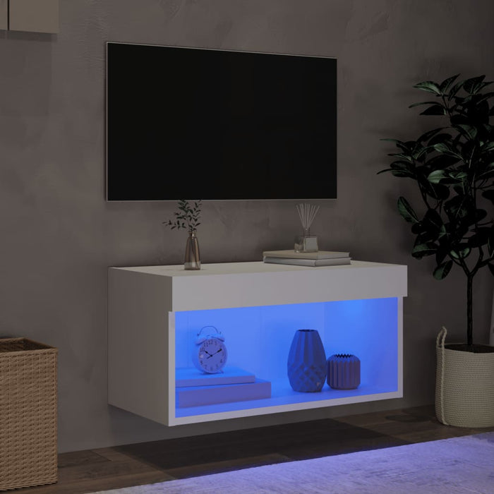 Comodă TV cu lumini LED, alb, 60x30x30 cm - WALTI WALTI