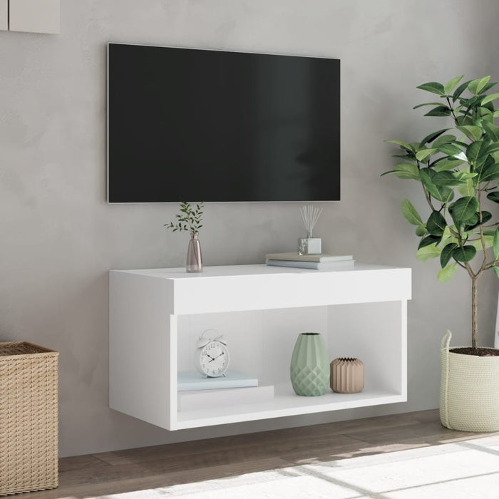 Comodă TV cu lumini LED, alb, 60x30x30 cm - WALTI WALTI