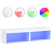 Comode TV cu lumini LED, 2 buc., alb, 60x30x30 cm - WALTI WALTI