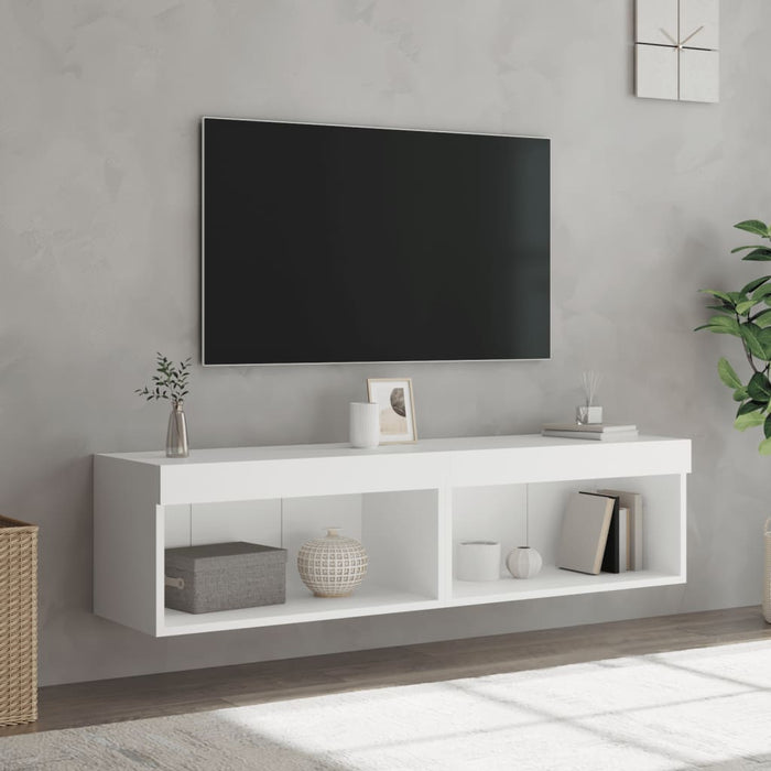 Comode TV cu lumini LED, 2 buc., alb, 60x30x30 cm - WALTI WALTI