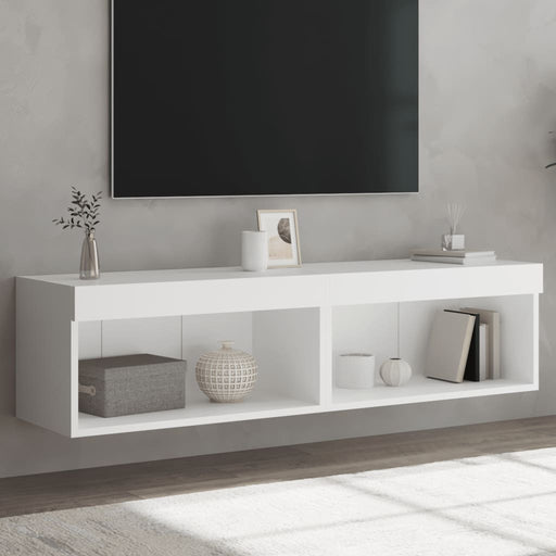 Comode TV cu lumini LED, 2 buc., alb, 60x30x30 cm - WALTI WALTI