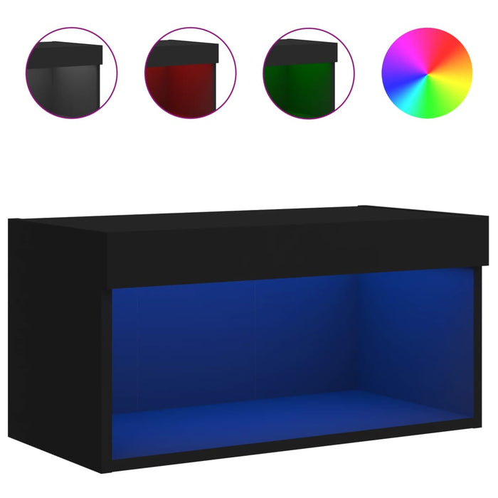 Comodă TV cu lumini LED, negru, 60x30x30 cm WALTI