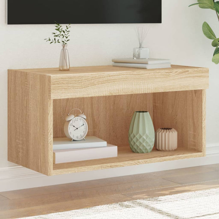 Comodă TV cu lumini LED, stejar sonoma, 60x30x30 cm - WALTI WALTI