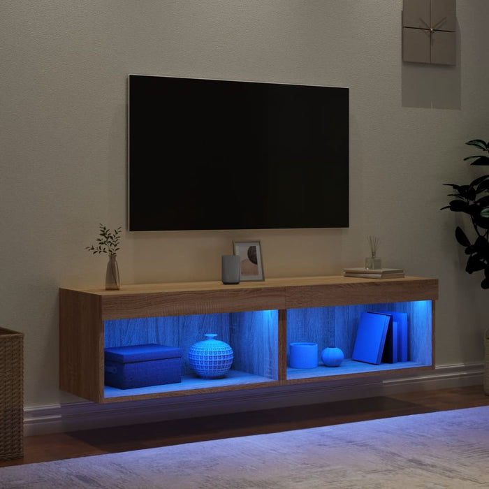 Comode TV cu lumini LED, 2 buc., stejar sonoma, 60x30x30 cm - WALTI WALTI