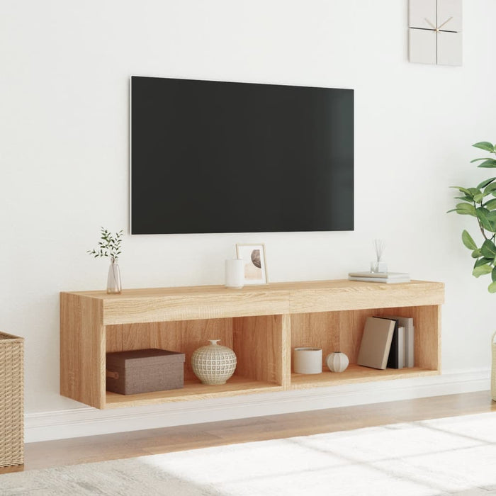 Comode TV cu lumini LED, 2 buc., stejar sonoma, 60x30x30 cm - WALTI WALTI