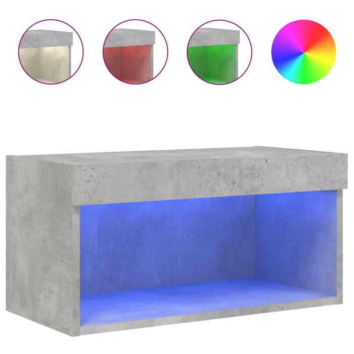 Comodă TV cu lumini LED, gri beton, 60x30x30 cm - WALTI WALTI