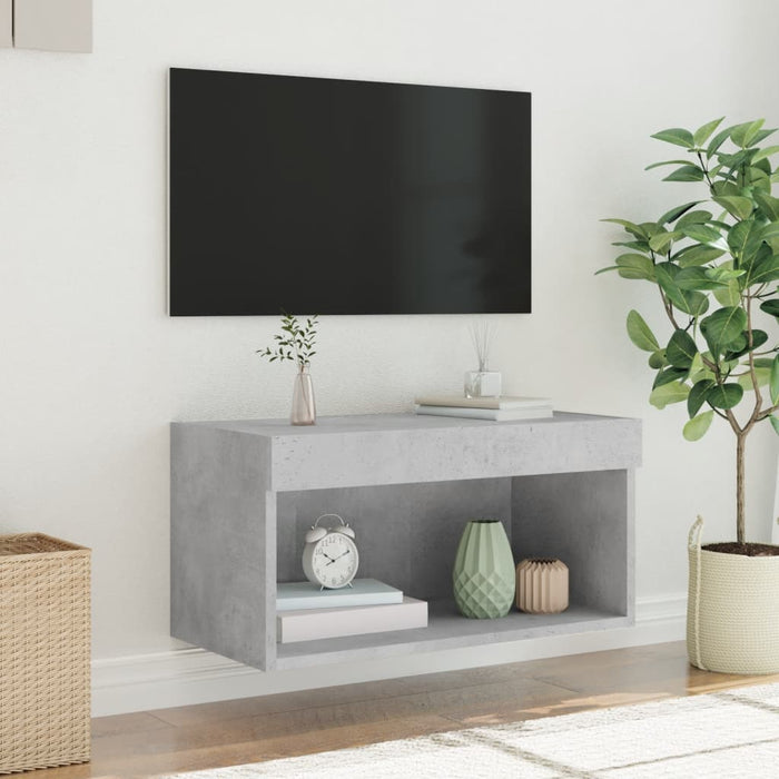 Comodă TV cu lumini LED, gri beton, 60x30x30 cm - WALTI WALTI