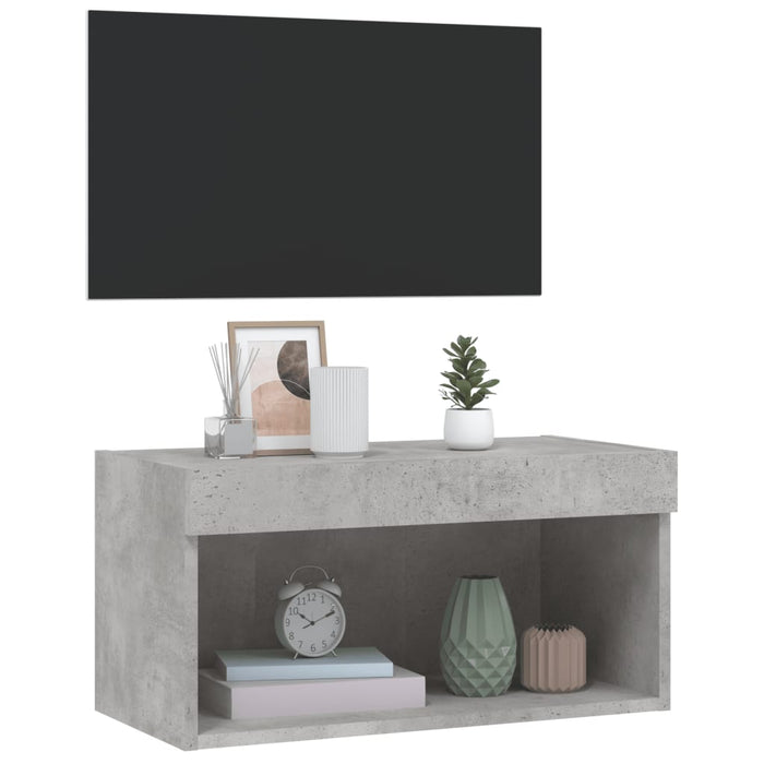 Comodă TV cu lumini LED, gri beton, 60x30x30 cm - WALTI WALTI