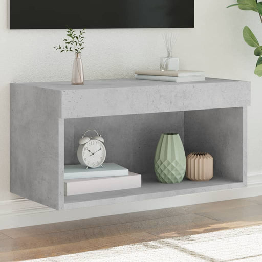 Comodă TV cu lumini LED, gri beton, 60x30x30 cm - WALTI WALTI