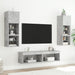Comode TV cu lumini LED, 2 buc., gri beton, 60x30x30 cm - WALTI WALTI
