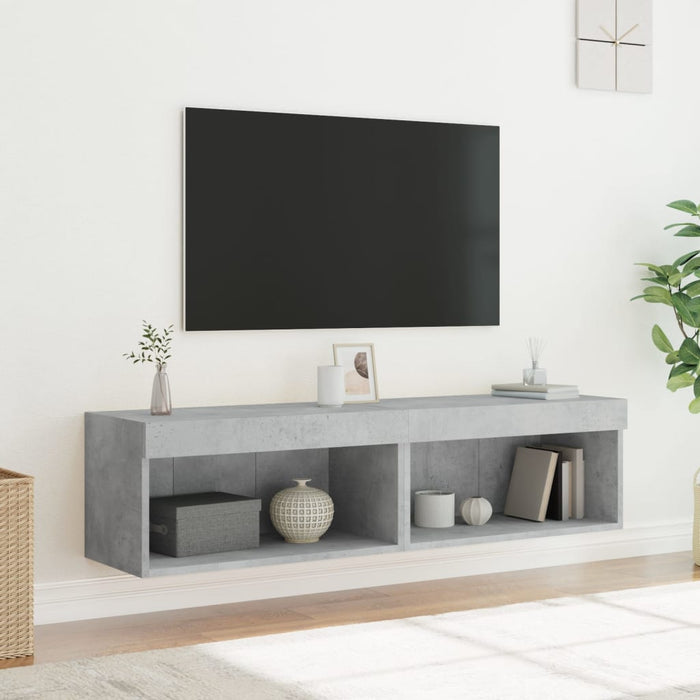 Comode TV cu lumini LED, 2 buc., gri beton, 60x30x30 cm - WALTI WALTI