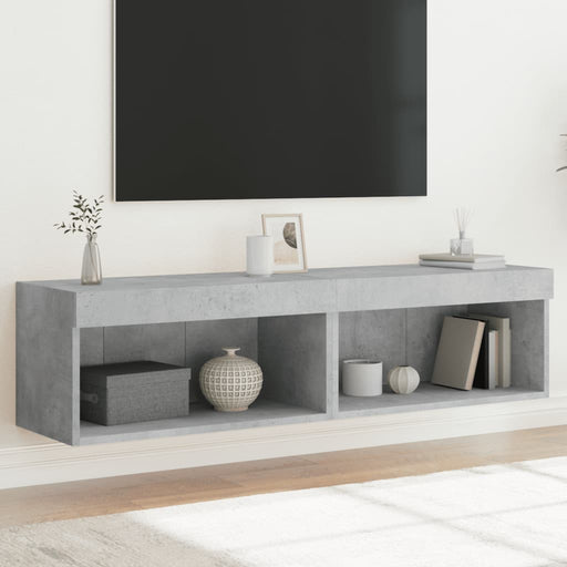 Comode TV cu lumini LED, 2 buc., gri beton, 60x30x30 cm - WALTI WALTI