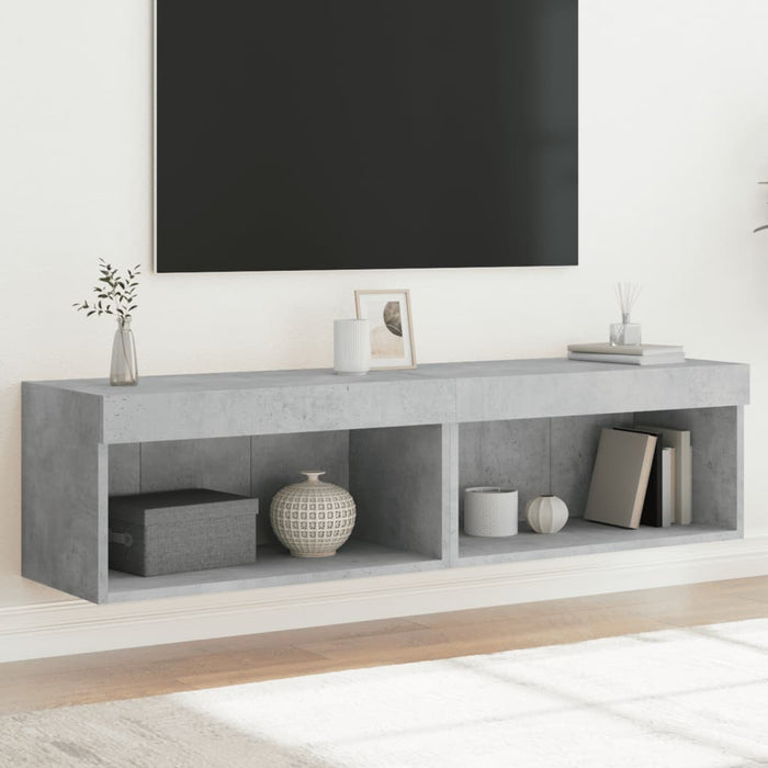 Comode TV cu lumini LED, 2 buc., gri beton, 60x30x30 cm - WALTI WALTI