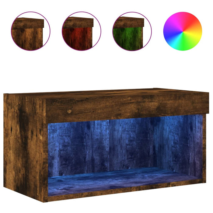 Comodă TV cu lumini LED, stejar fumuriu, 60x30x30 cm - WALTI WALTI