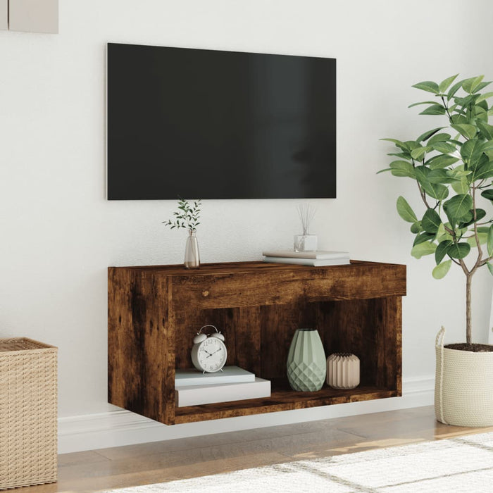 Comodă TV cu lumini LED, stejar fumuriu, 60x30x30 cm - WALTI WALTI