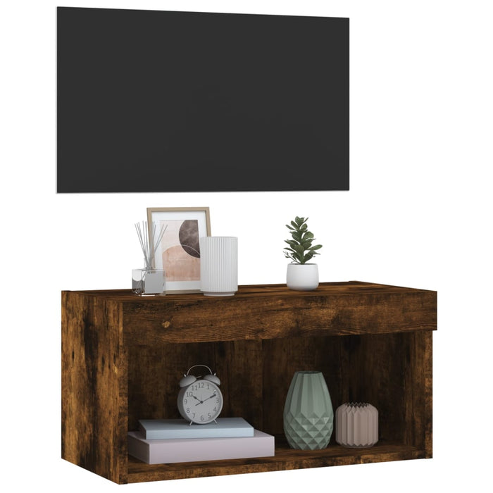Comodă TV cu lumini LED, stejar fumuriu, 60x30x30 cm - WALTI WALTI