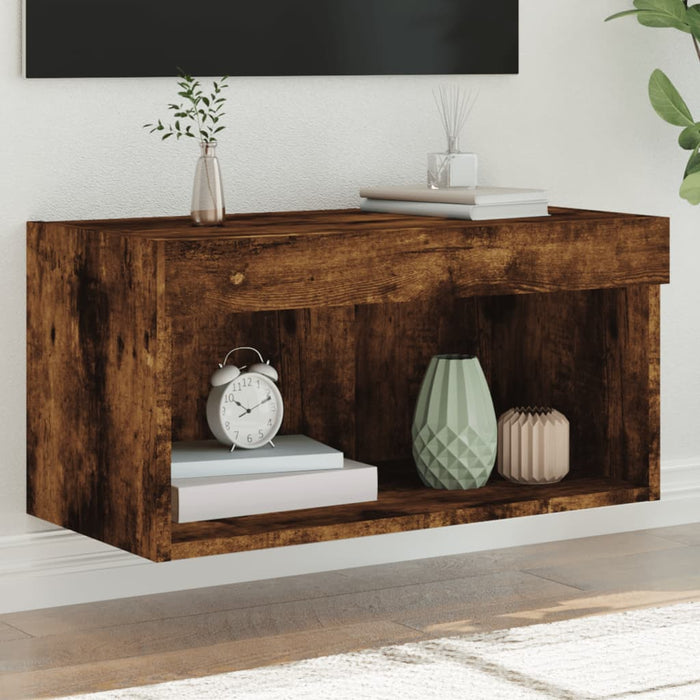 Comodă TV cu lumini LED, stejar fumuriu, 60x30x30 cm - WALTI WALTI
