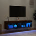 Comode TV cu lumini LED, 2 buc., stejar fumuriu, 60x30x30 cm - WALTI WALTI